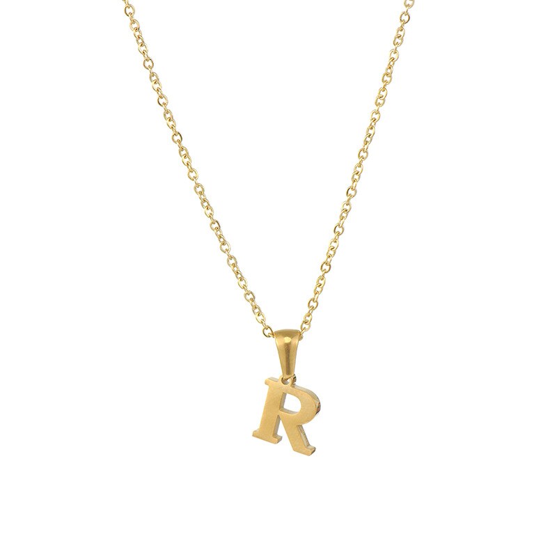 Gold color / 1 Piece Simple Series Simple Letter R Stainless Steel 18K Gold Plated Women's Pendant Necklaces Picture18